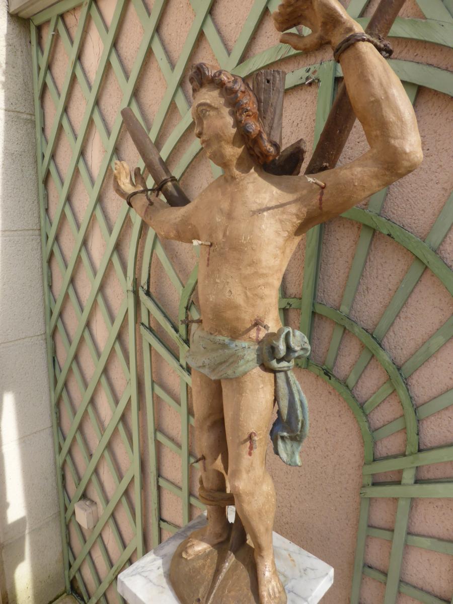 Saint Sebastien Statue Wood 17 Eme Siecle-photo-1