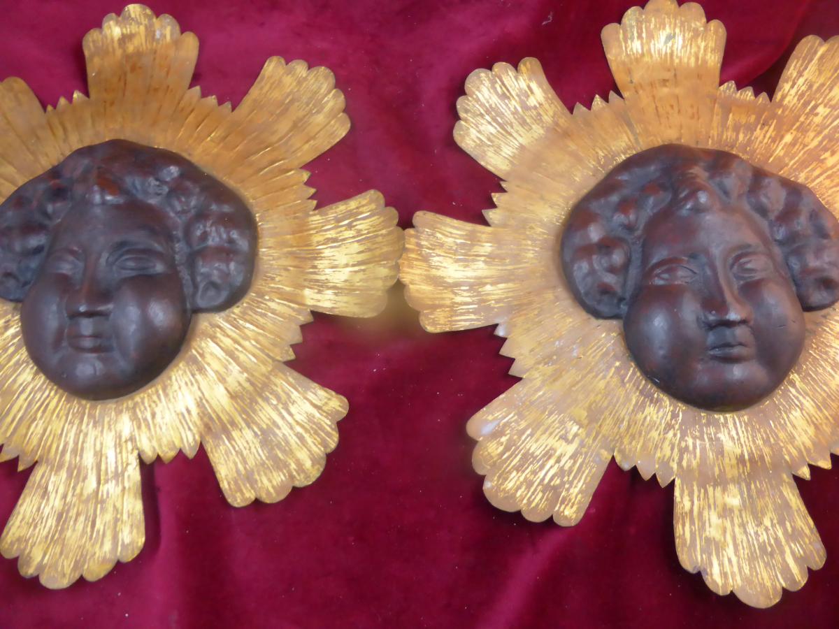 Angels Heads In Medaillon Pair-photo-1