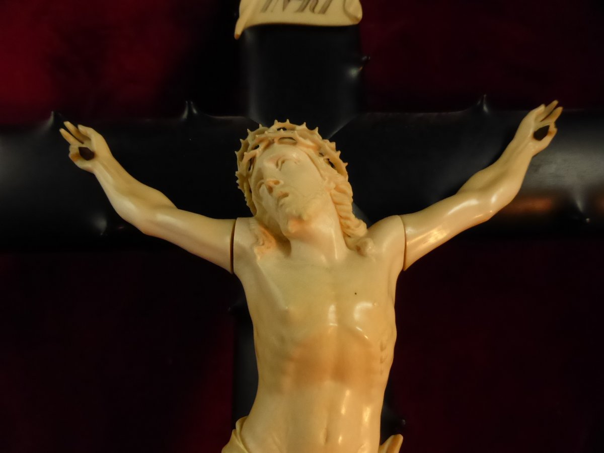 Crucifix En Ebene Christ Ivoire-photo-3