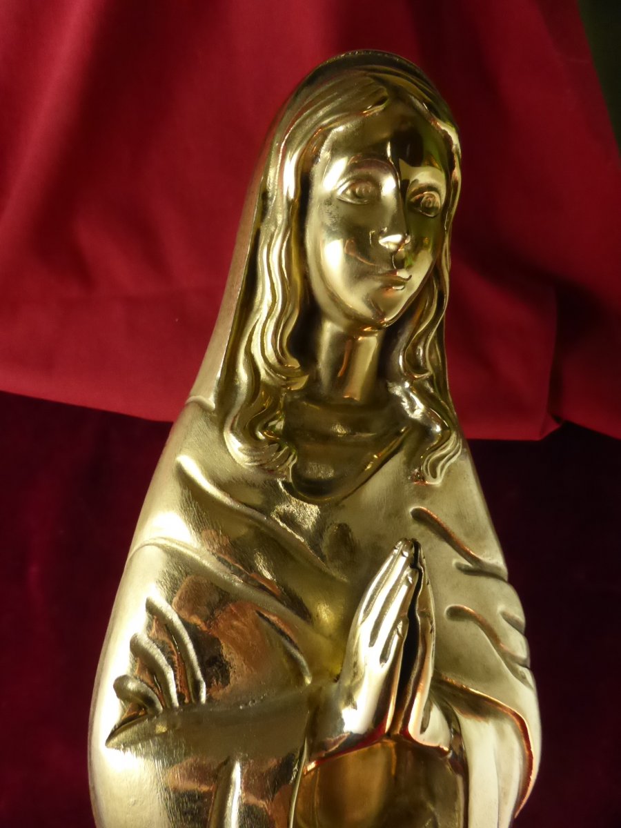 Grande Vierge Priant En Bronze Dore-photo-2