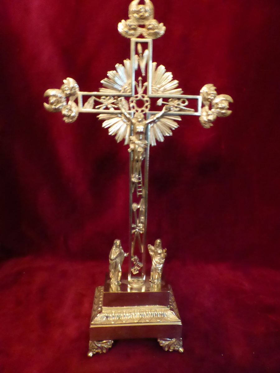 Crucifix Calvaire Laiton Dore  Empire