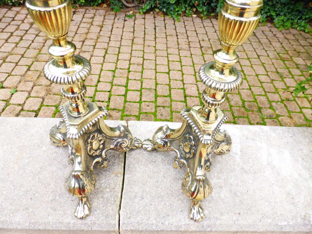 Pique Candles Bronze Dore Pair-photo-2