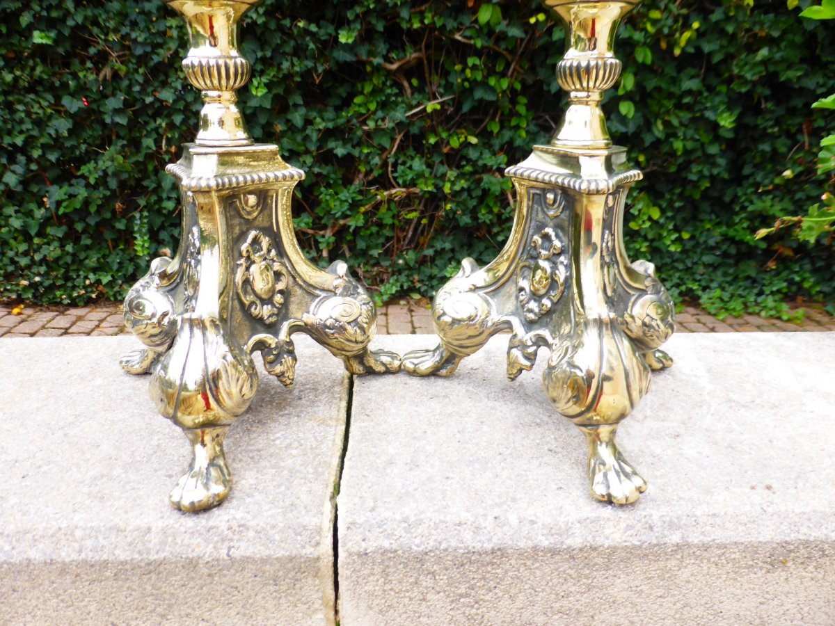 Pique Candles Bronze Dore Pair-photo-3