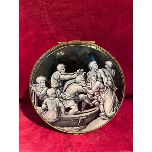 Round Enamel Box From Limoges