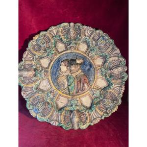 Earthenware Dish School Of Tours Henri II And Catherine De Medici