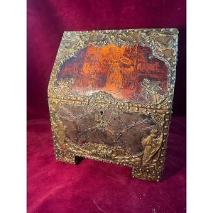 Copper Repousse And Pyrogravure Reliquary Box