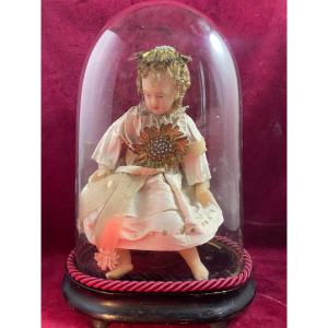 Jesus Child In Wax Under Globe