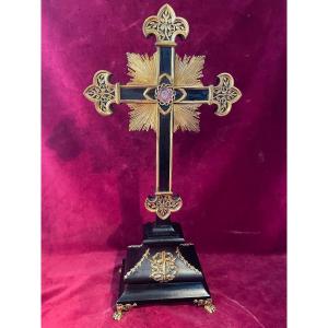 Holy Crown Ebony Reliquary Cross