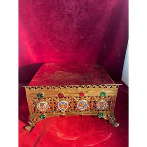 Gilded Bronze Altar Lectern With Enamels And Pearls