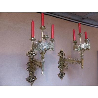 Appliques En Bronze Neo Gothiques de chapelle