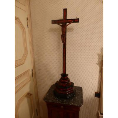 Grand Crucifix D Autel Buis Et Ecaille Fin 17 Eme