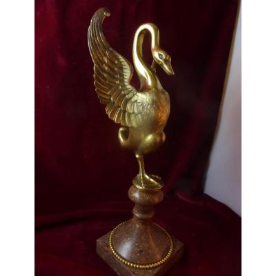 Bronze Swan On Base Marble