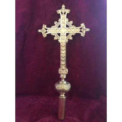 Croix De Procession Bronze Dore