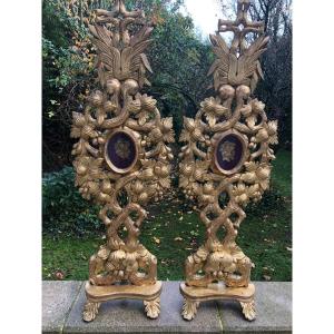 Golden Wood Pair Monstrances