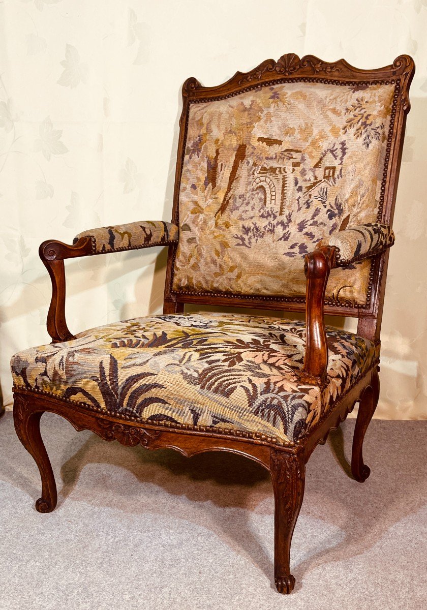 Louis XIV Armchair, Regence, Eighteenth Century Period-photo-4