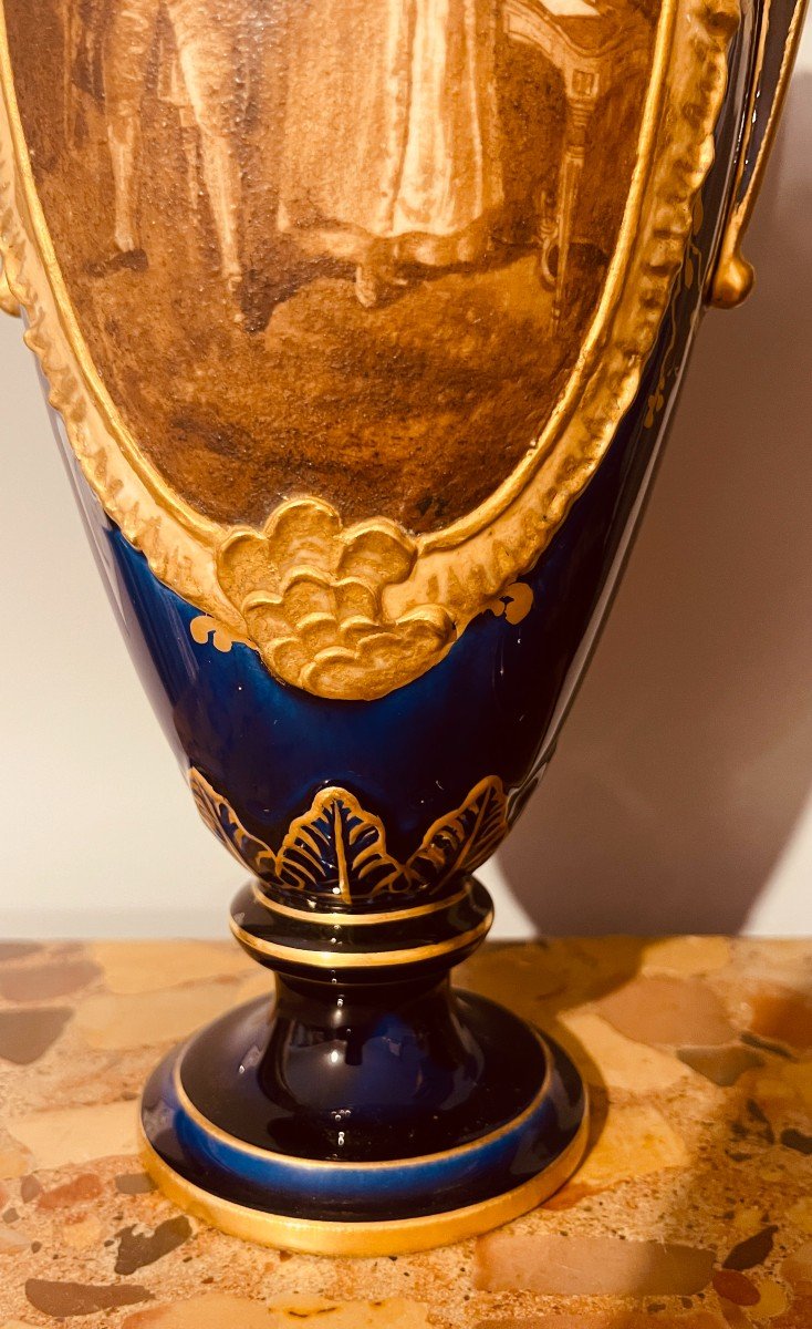 Pair Of Covered Vases: Choisy Le Roi, 19th Century-photo-7