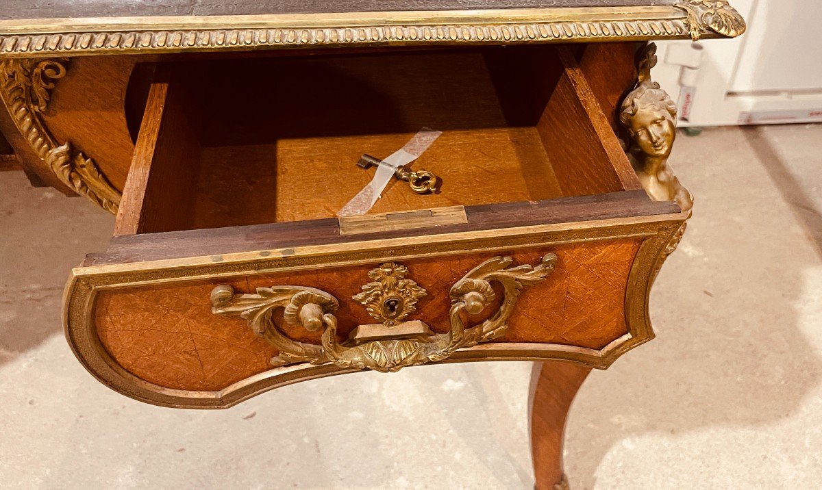 Bureau Louis XV Aux Espagnolettes , Epoque XIXe -photo-5