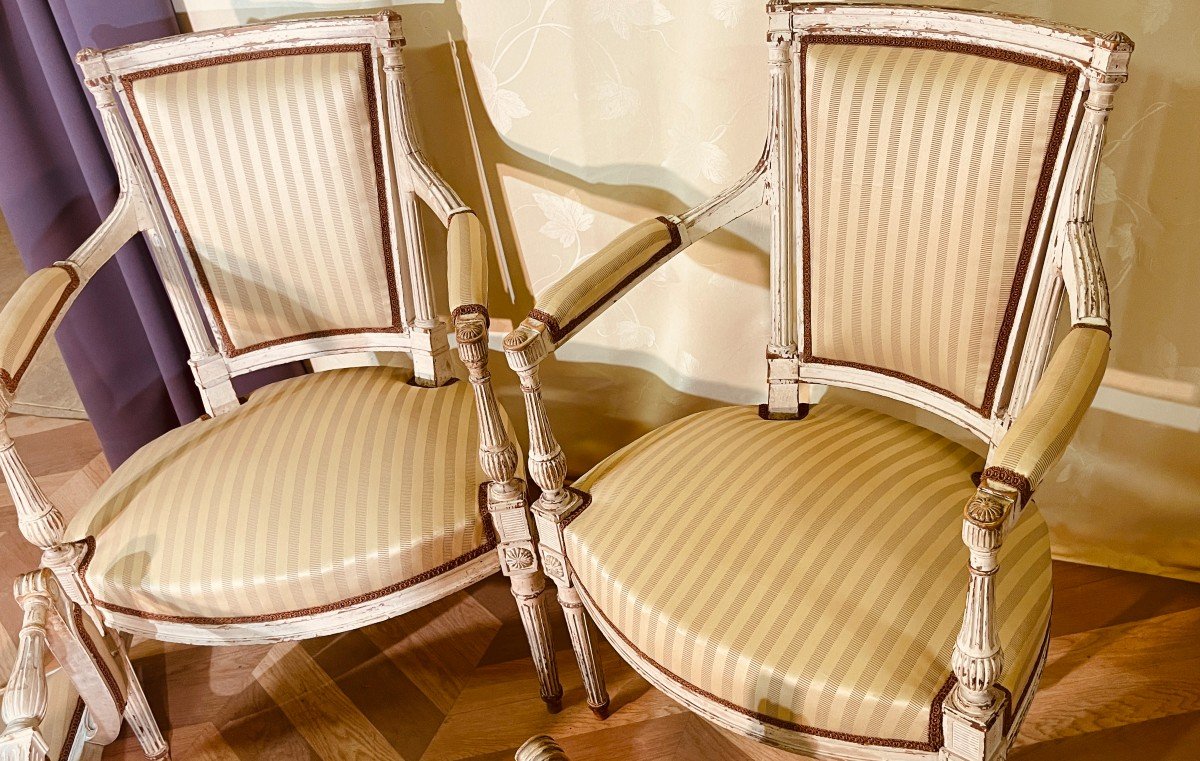 4 Directoire Armchairs, Late 19th Century-photo-1