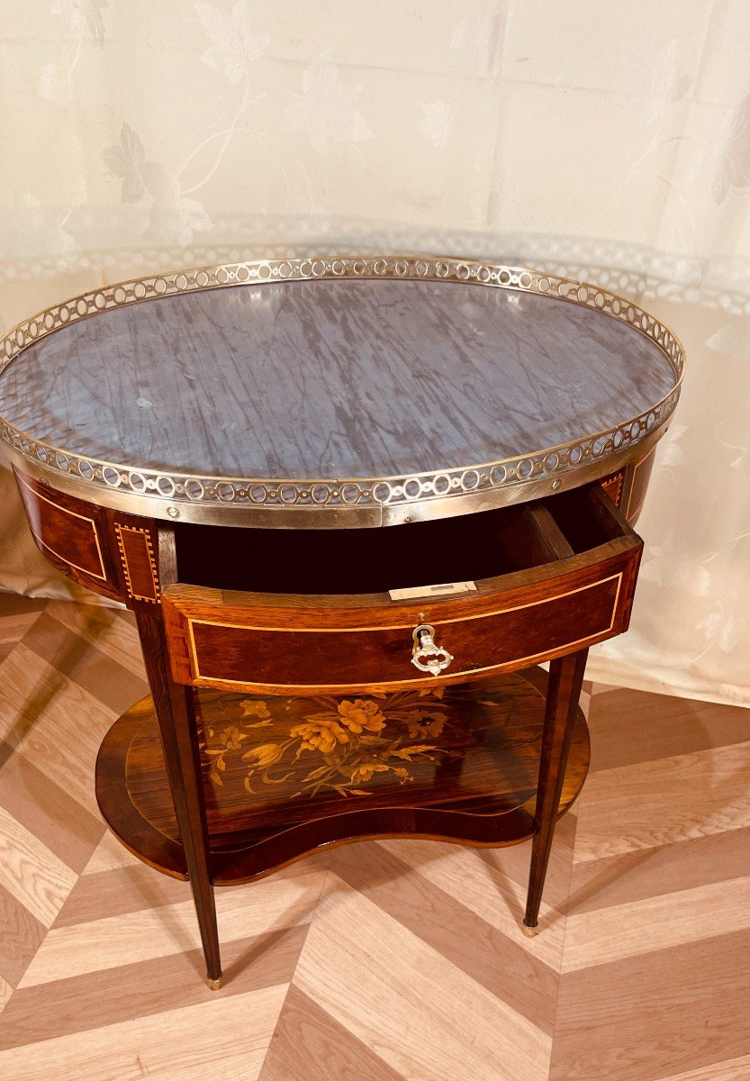 Marquetry Pedestal Table, 19th Century-photo-4