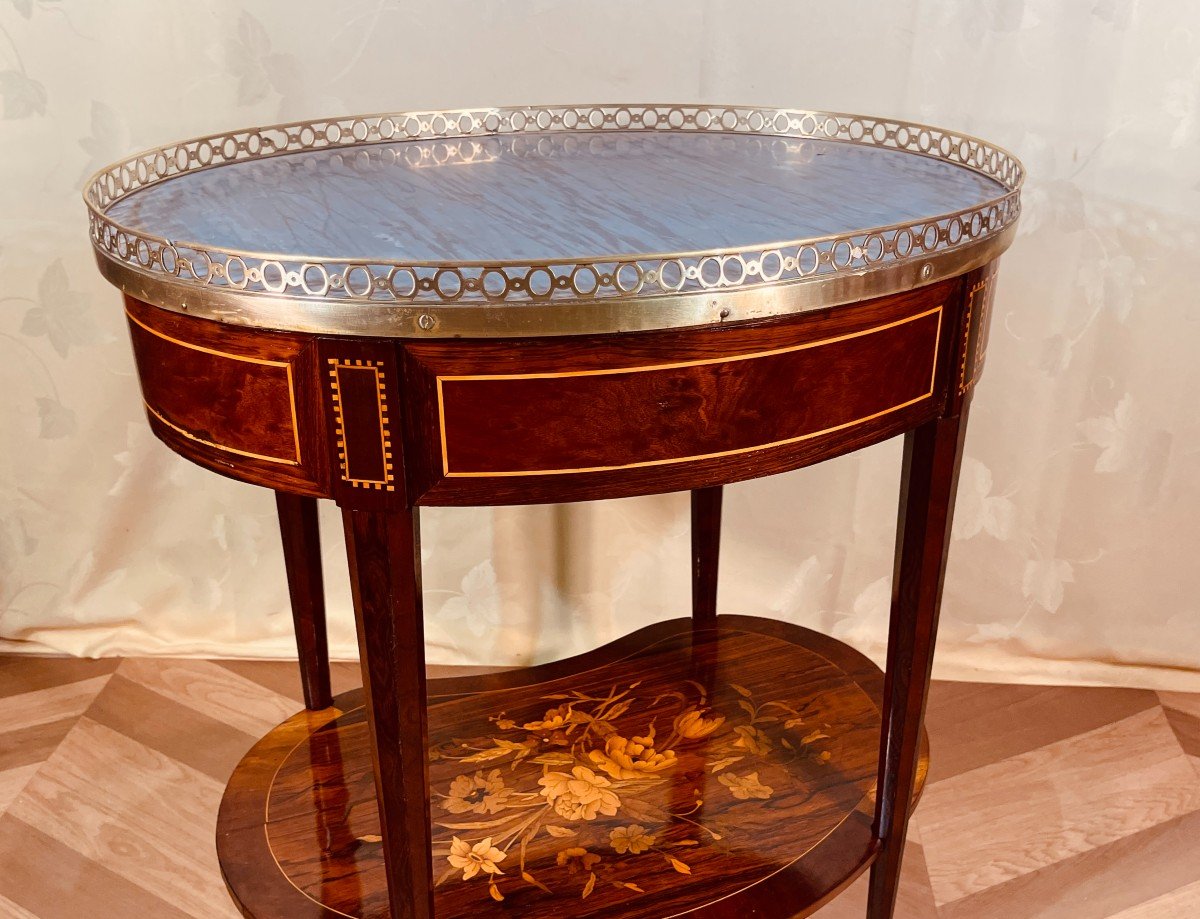 Marquetry Pedestal Table, 19th Century-photo-5