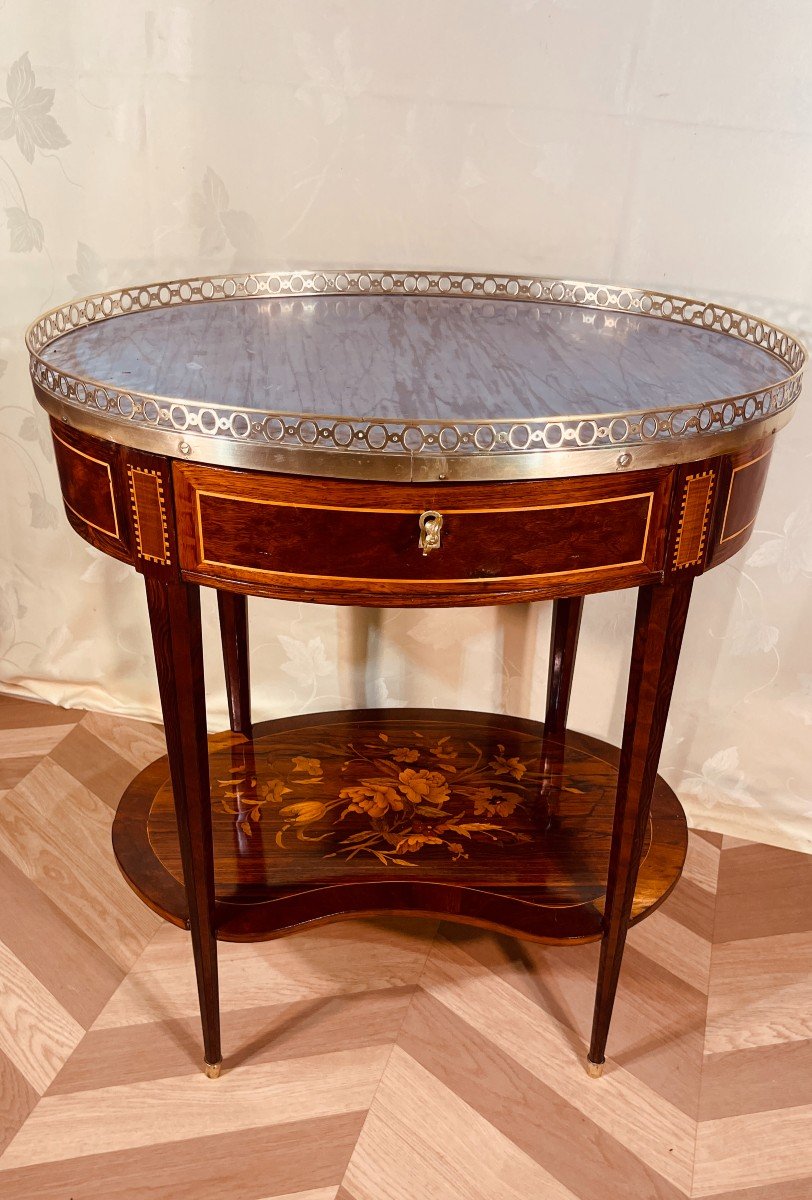 Marquetry Pedestal Table, 19th Century-photo-7