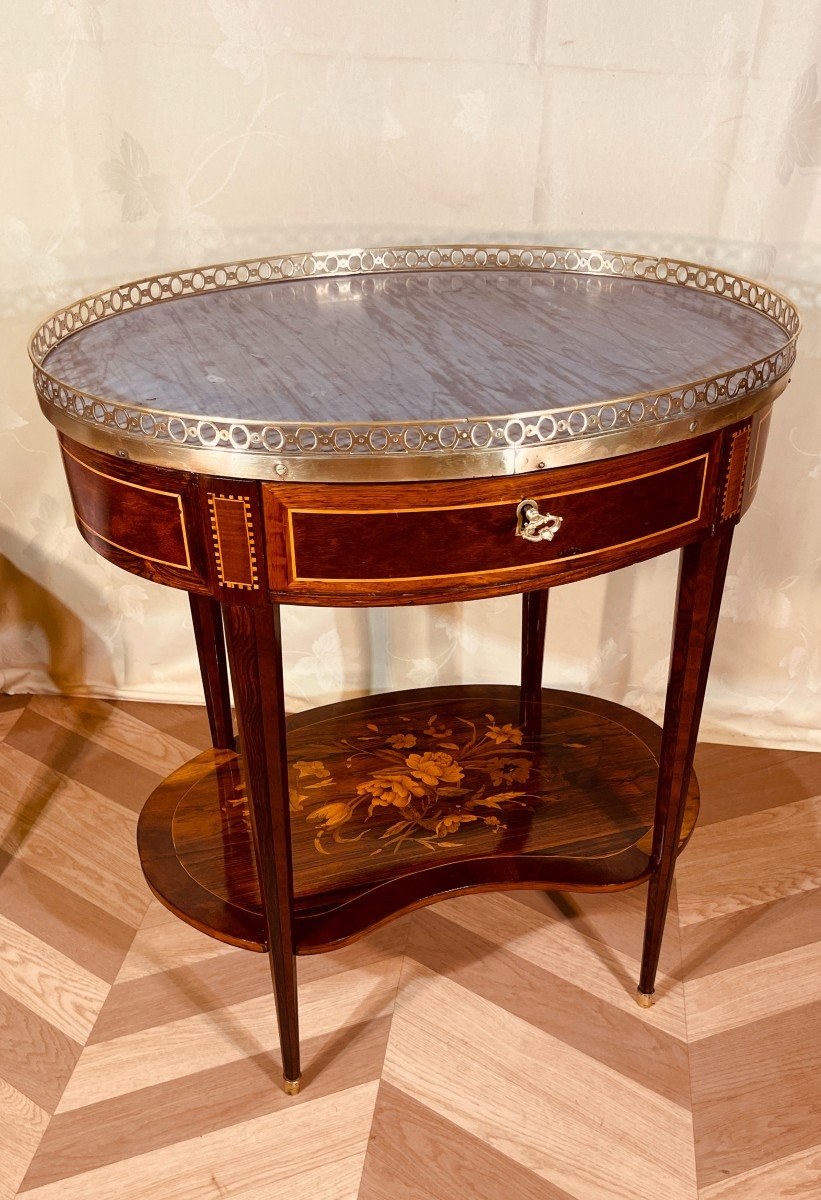 Marquetry Pedestal Table, 19th Century-photo-8