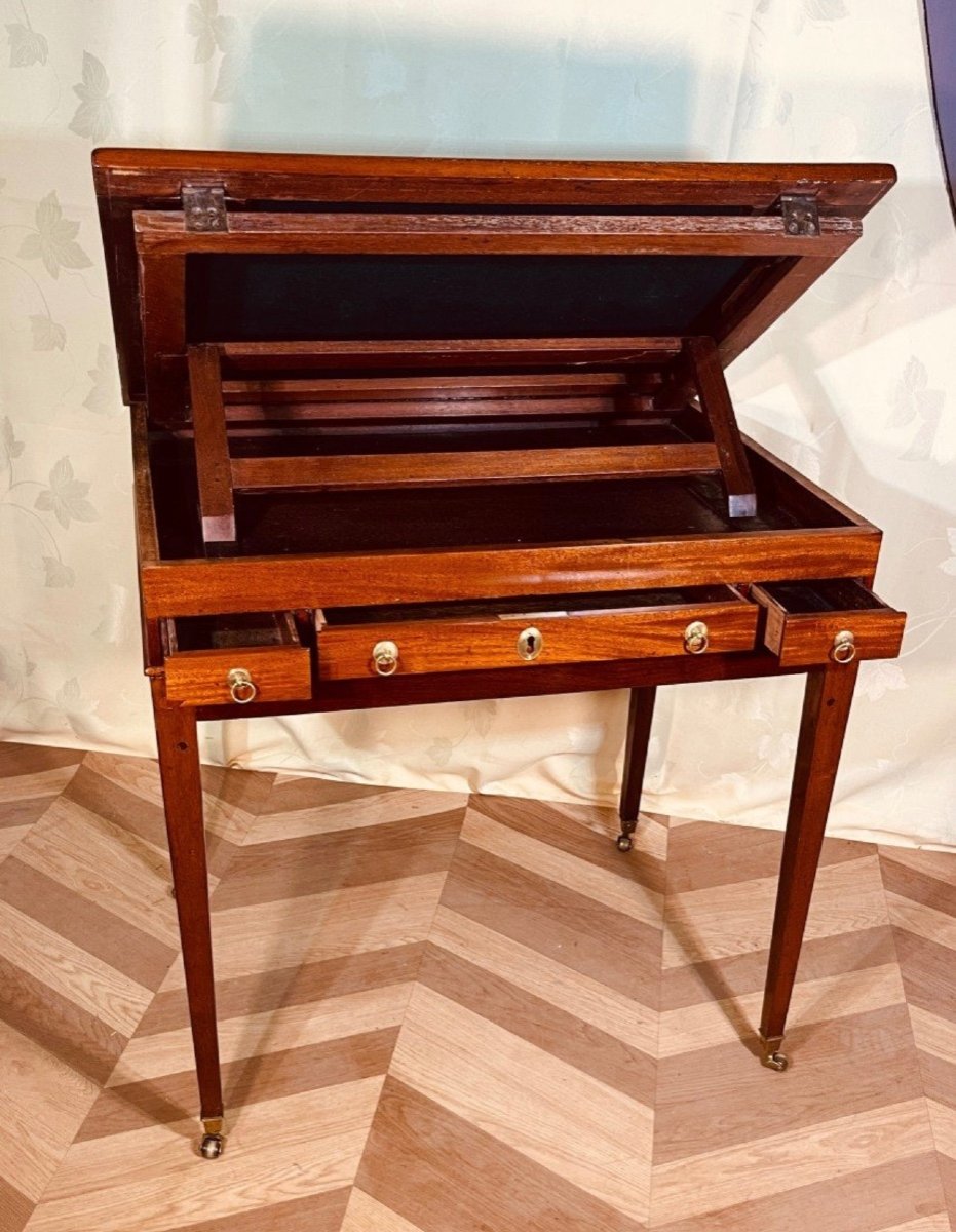 Louis XVI Architect's Table In Mahogany, 18th Century