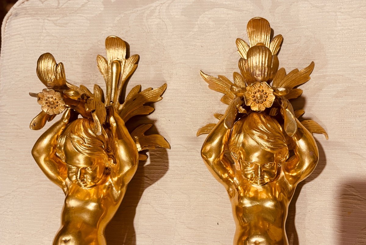 Pair Of Wall Consoles In Gilt Bronze. 19th Century -photo-8