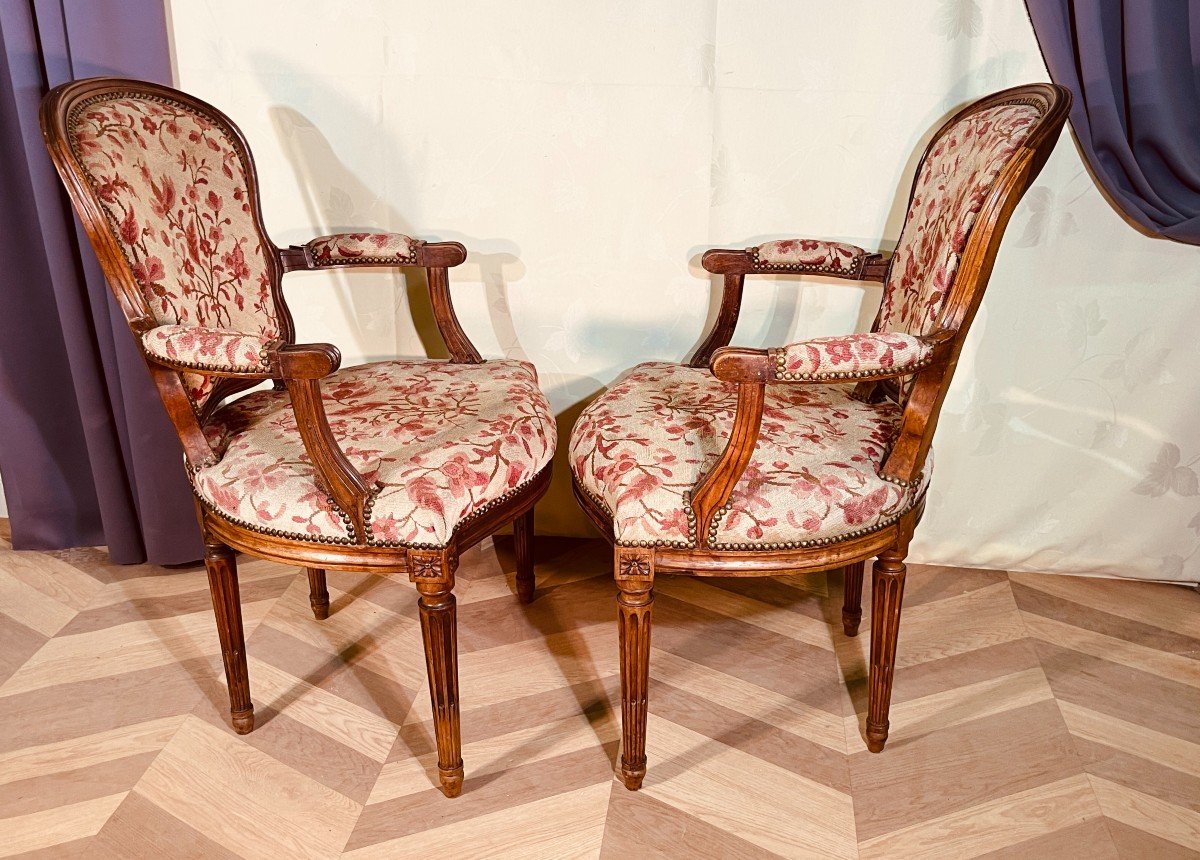 Pair Of Transitional Period Armchairs, 18th -photo-3