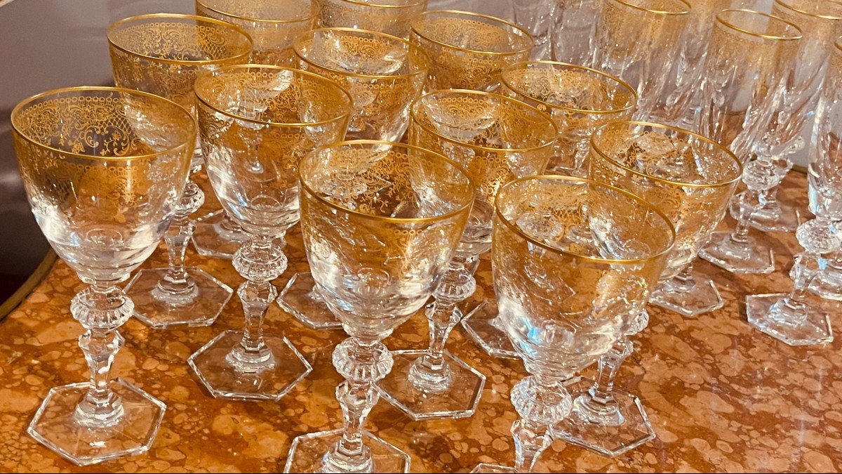 Service De 35 Verres en Cristal Doré -photo-2