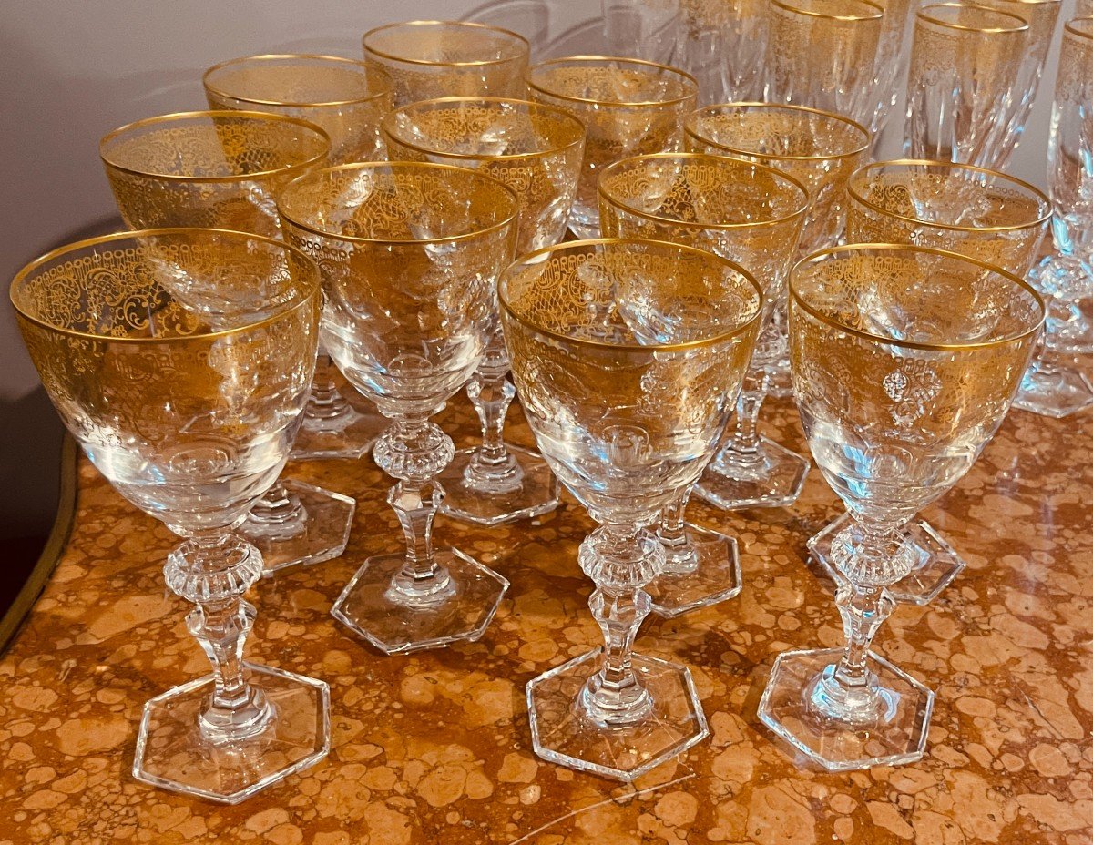 Service De 35 Verres en Cristal Doré -photo-3