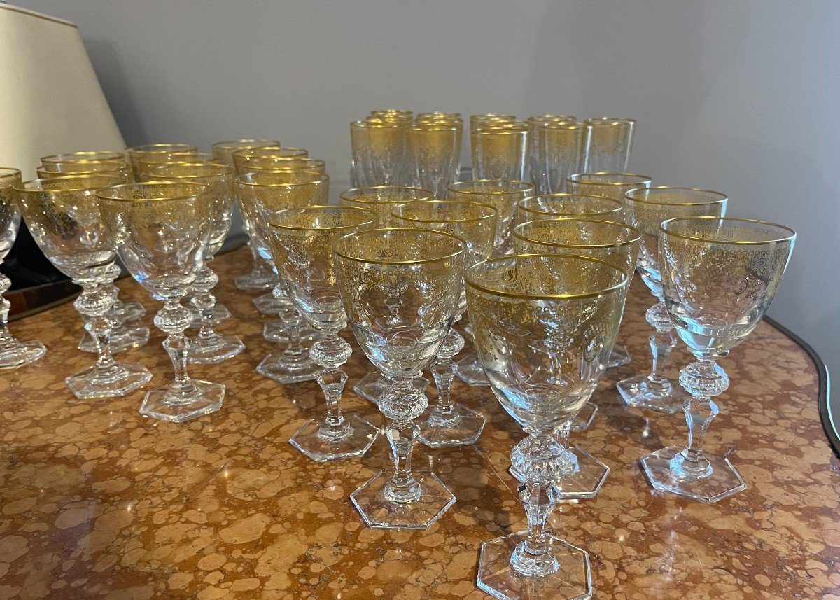 Service De 35 Verres en Cristal Doré -photo-4