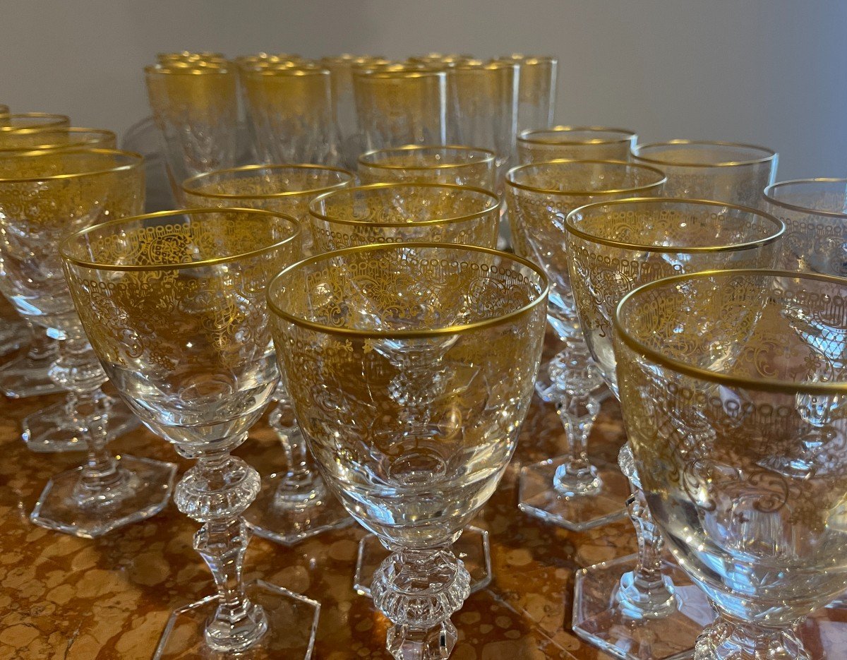 Service De 35 Verres en Cristal Doré -photo-3