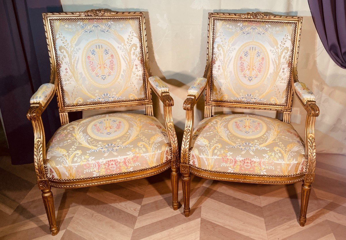 Paire De Fauteuils Louis 16  , Epoque XIXe Siècle 