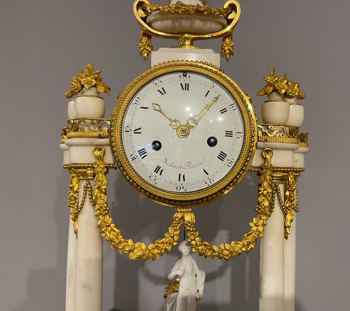 Pendule Portique Louis XVI  Signée SCHMIT , Epoque 18ème -photo-4