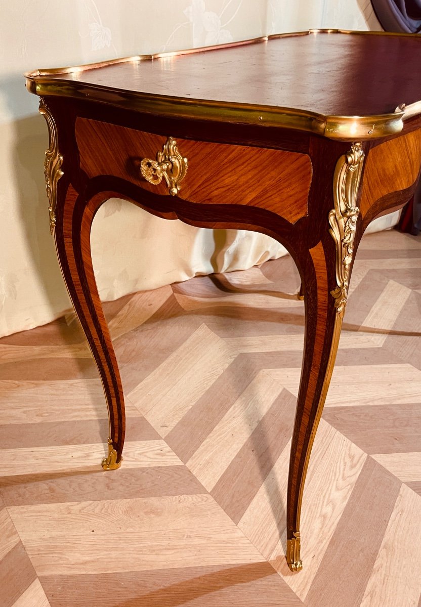 Louis 15 Desk In Marquetry, Stamped Beurdeley -photo-2