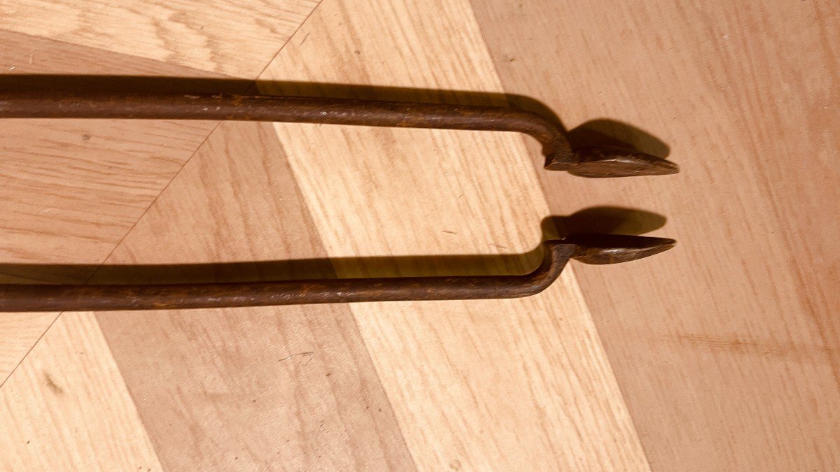 Wrought Iron And Bronze Shovel And Tongs, 19th Century -photo-2