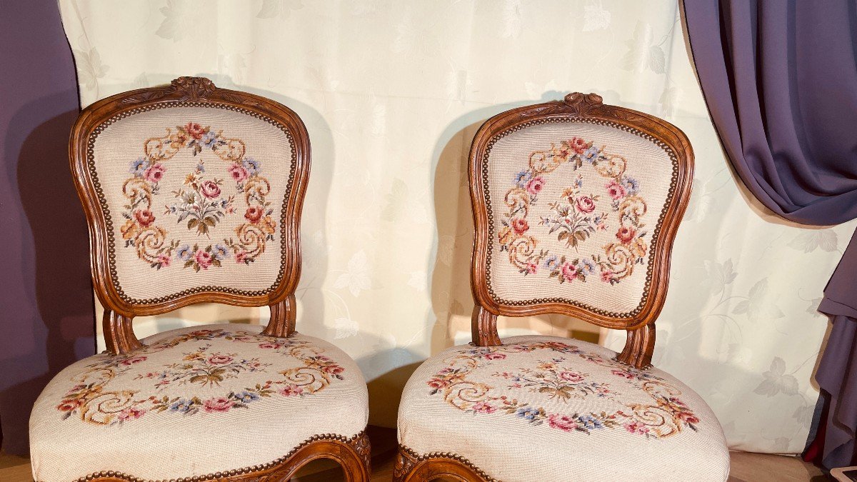 2 Chaises Louis XV ( Attr ) Pierre NOGARET ( 1718-1771 ) -photo-2