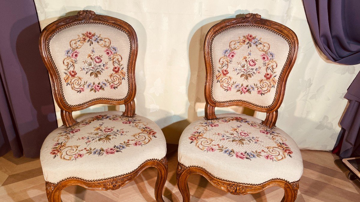 2 Chaises Louis XV ( Attr ) Pierre NOGARET ( 1718-1771 ) -photo-4