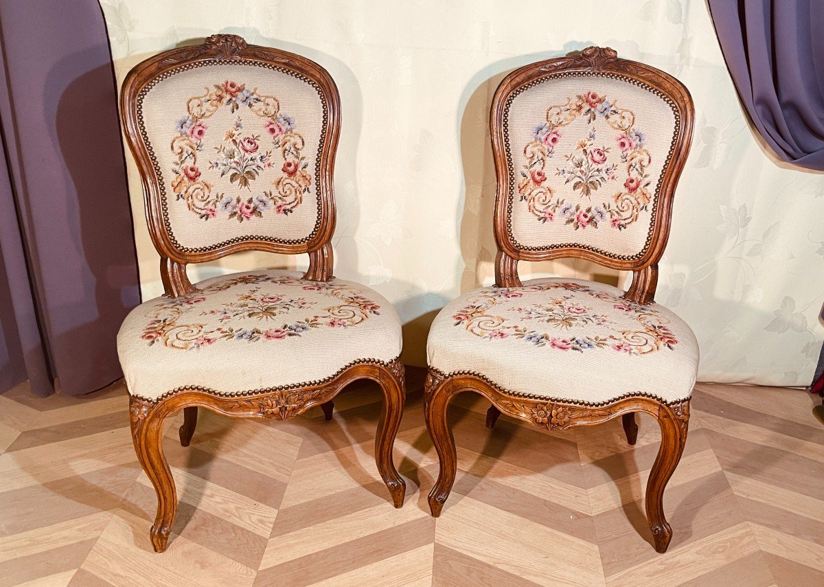 2 Chaises Louis XV ( Attr ) Pierre NOGARET ( 1718-1771 ) -photo-7