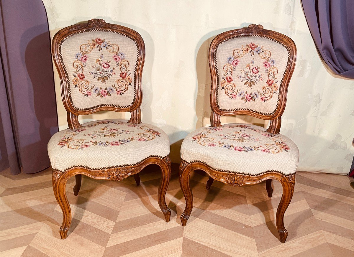 2 Chaises Louis XV ( Attr ) Pierre NOGARET ( 1718-1771 ) 