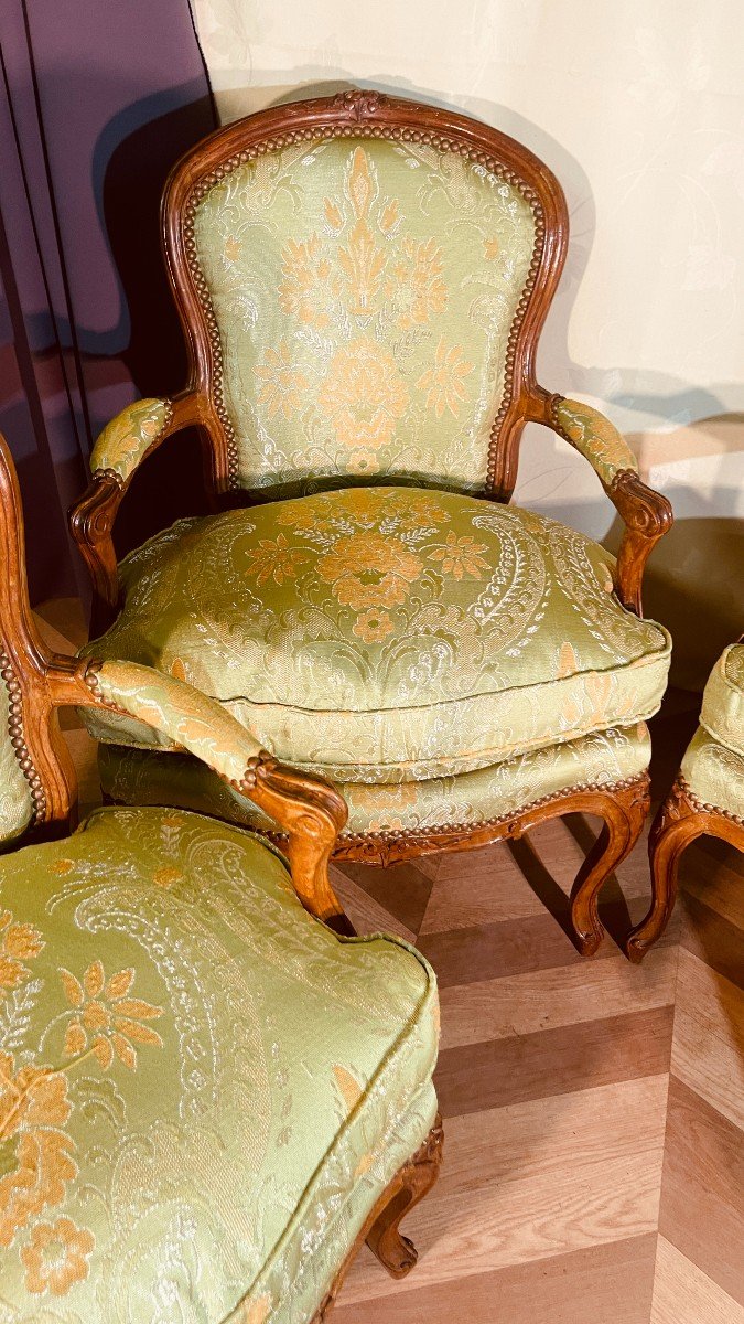 Suite Of 4 Louis XV Armchairs, 18th Century -photo-4