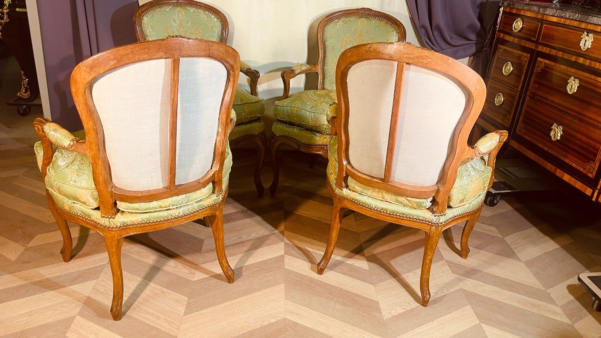Suite Of 4 Louis XV Armchairs, 18th Century -photo-4