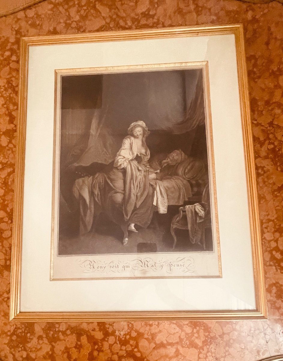 Gravure :  HONY SOIT QUI MAL Y PENSE Date 1792 -photo-2