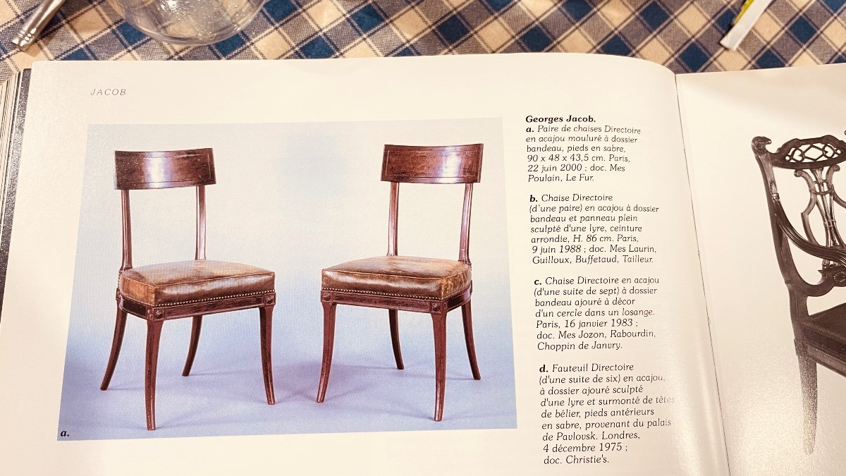 Pair Of Etruscan Mahogany Chairs Attr A G. Jacob -photo-4