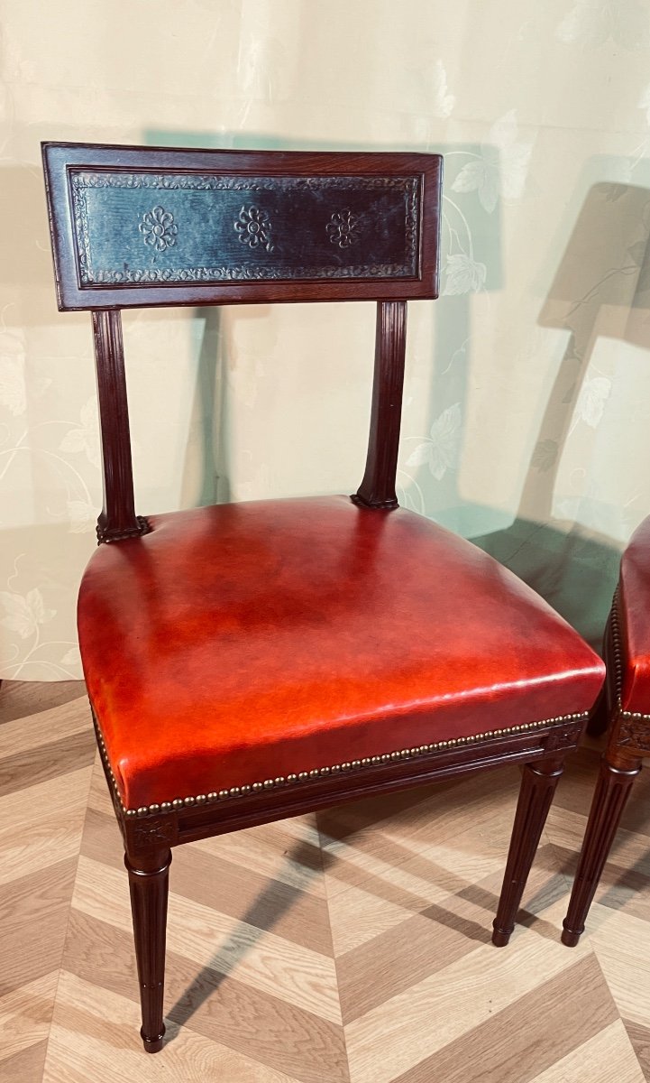 Pair Of Etruscan Mahogany Chairs Attr A G. Jacob -photo-3