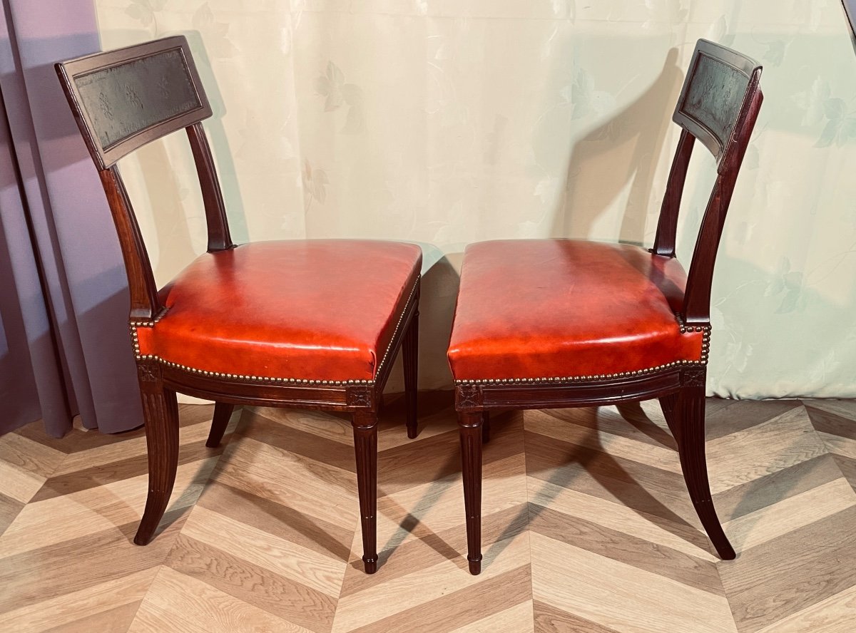 Pair Of Etruscan Mahogany Chairs Attr A G. Jacob -photo-4