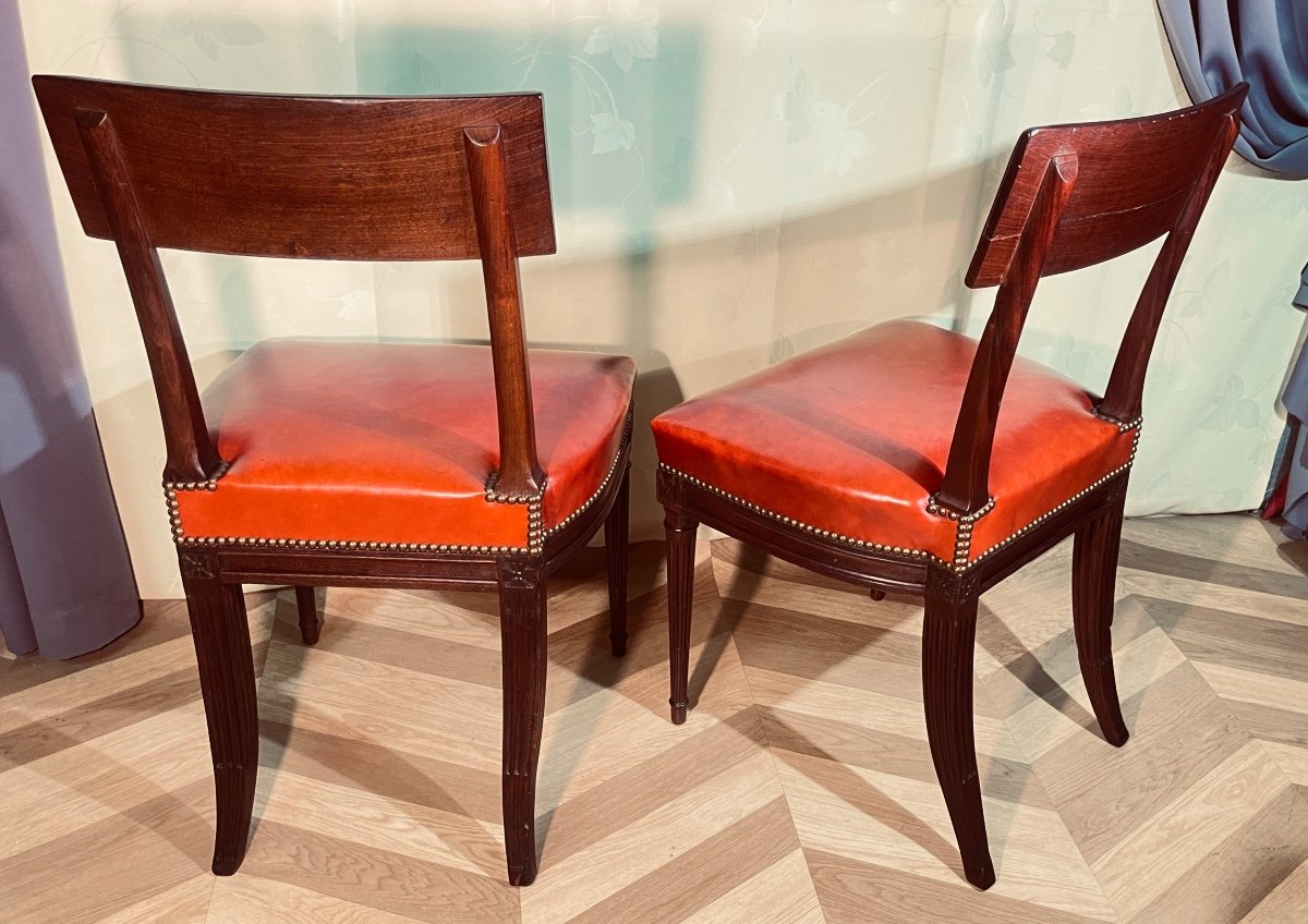 Pair Of Etruscan Mahogany Chairs Attr A G. Jacob -photo-5