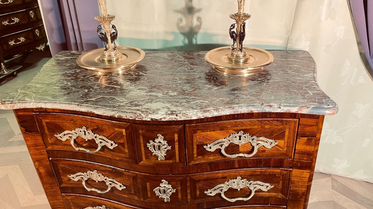 Louis XIV Chest Of Drawers, Curved On All Sides, 18th Century -photo-1