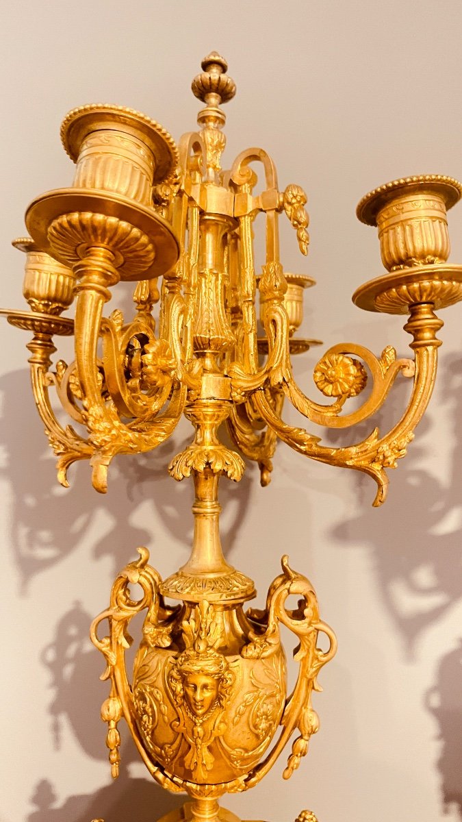 Pair Of Bronze Candelabra, H 55 Cm -photo-1